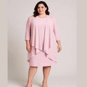 Vintage Why Design Collection Pink Beaded Sheath Dress Size 14